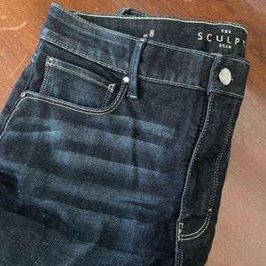 White House Black Market jeans. Dark wash. The Sculpt Slim size 8.